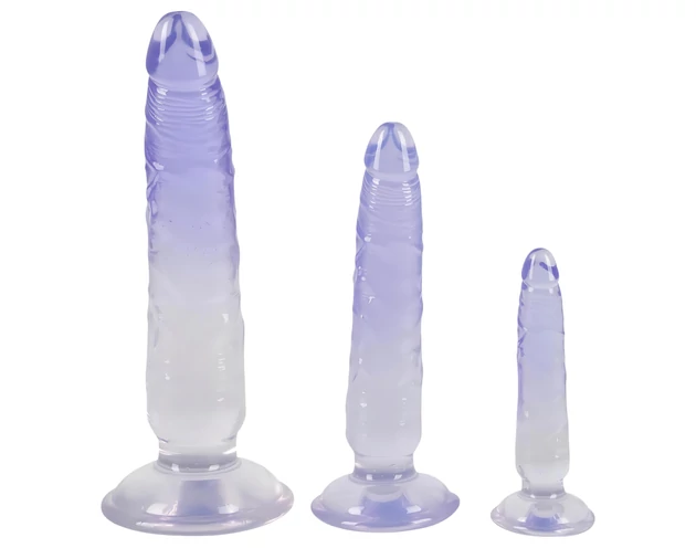 Crystal Clear - anál tréner dildó készlet - 3db (átlátszó-kék)
