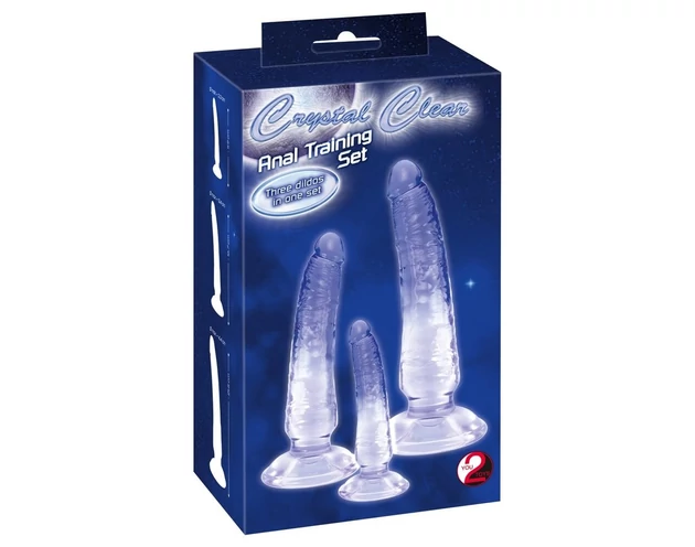 Crystal Clear - anál tréner dildó készlet - 3db (átlátszó-kék)