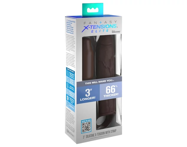 X-TENSION Elite 3 - heregyűrűs péniszköpeny (barna)