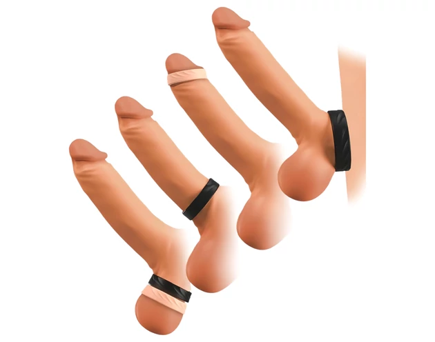 You2Toys 4in1 - pénisz- és heregyűrű szett (natúr-fekete)