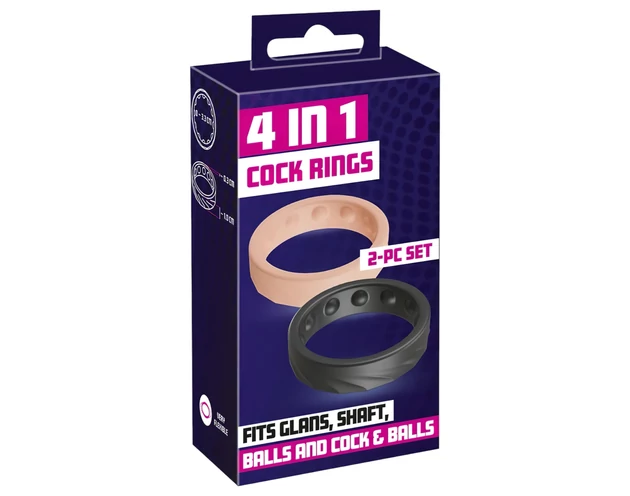 You2Toys 4in1 - pénisz- és heregyűrű szett (natúr-fekete)