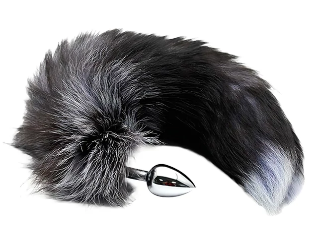 Alive Anal Pleasure - közepes anál plug rókafarokkal (ezüst)