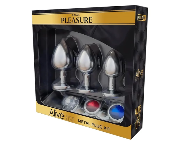 Alive Anal Pleasure - fém anál plug készlet (ezüst)