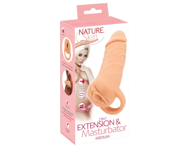 Nature Skin - péniszköpeny és műpunci - 18cm (natúr)