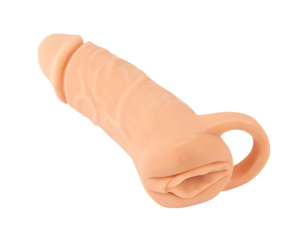 Nature Skin - péniszköpeny és műpunci - 18cm (natúr)