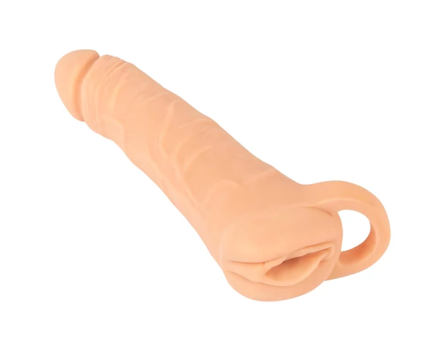 Nature Skin - 2in1 műpunci és péniszköpeny - 23cm (natúr)