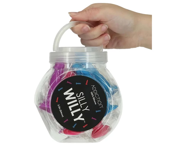 Silly Willy - tapadókorong szilikon dildó - 12 db (színes)