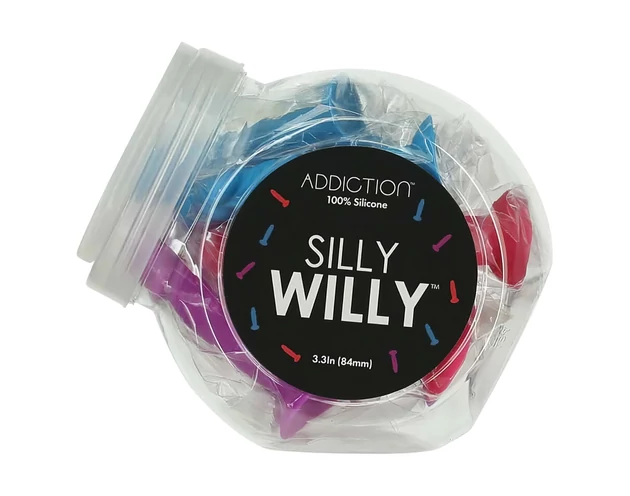 Silly Willy - tapadókorong szilikon dildó - 12 db (színes)