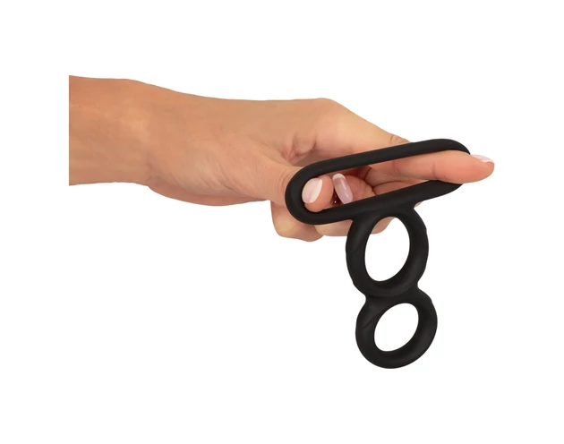 Erecto - tripla péniszgyűrű (fekete)