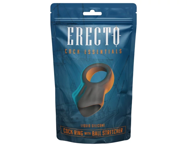 Erecto - péniszgyűrű herenyújtóval (fekete)