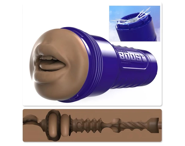Fleshlight Boost Blow - élethű száj maszturbátor (barna)