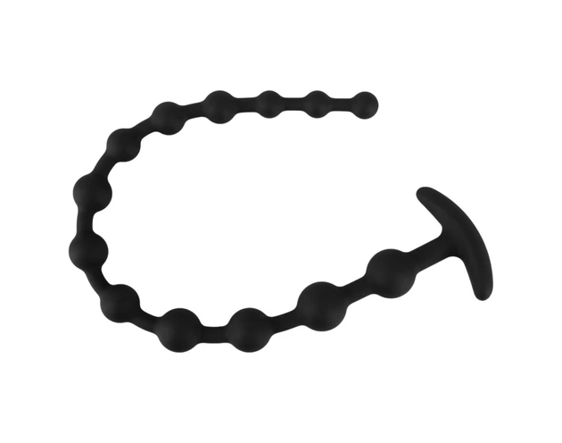 Black Velvets - gyöngyös anál dildó (fekete)