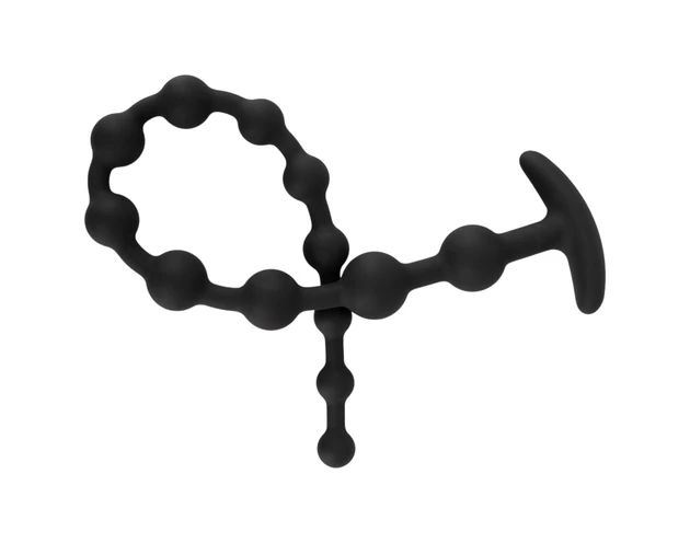 Black Velvets - gyöngyös anál dildó (fekete)