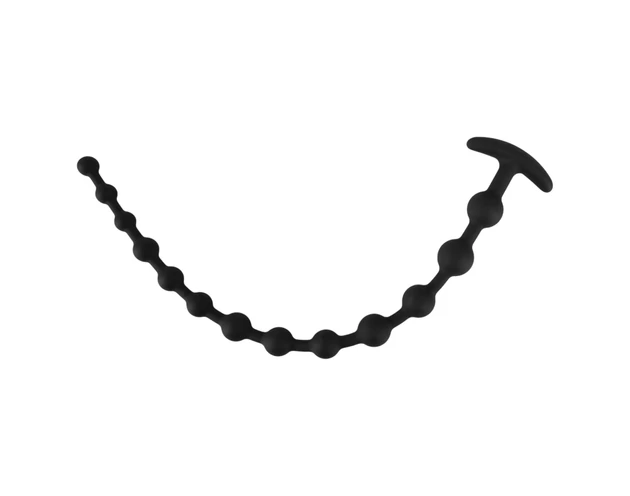 Black Velvets - gyöngyös anál dildó (fekete)