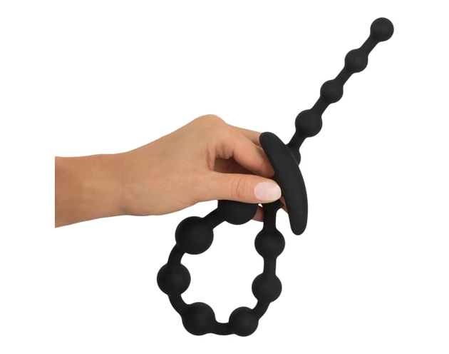 Black Velvets - gyöngyös anál dildó (fekete)