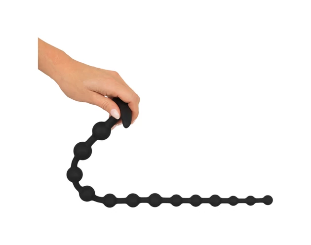 Black Velvets - gyöngyös anál dildó (fekete)