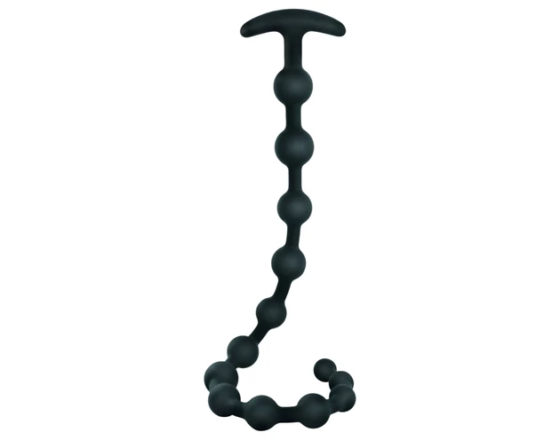 Black Velvets - gyöngyös anál dildó (fekete)