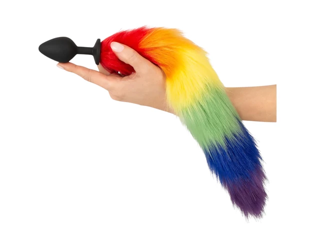 You2Toys - szilikon anál plug és farok (szivárvány)