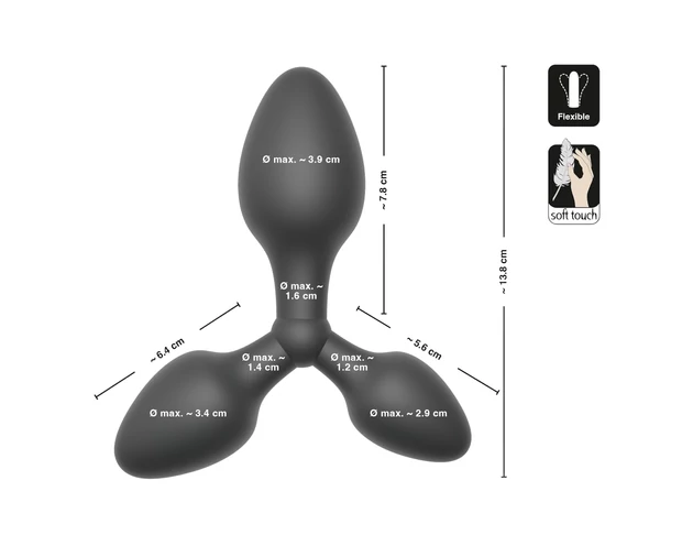 Black Velvet - tripla anál plug (fekete)
