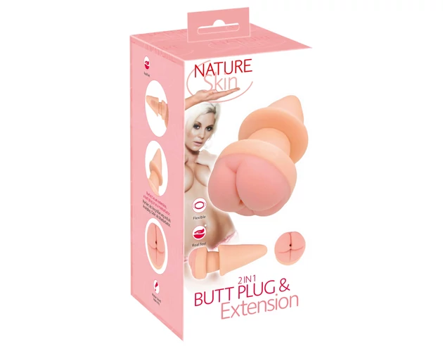 Nature Skin - anál plug és péniszköpeny (natúr)