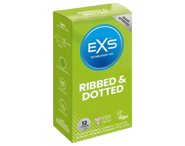 EXS Ribbed, Dotted and Flared - pontozott óvszer (12db)