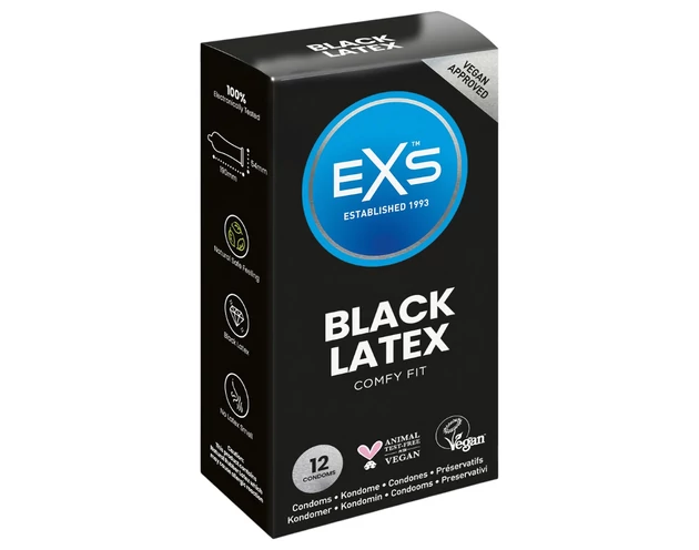 EXS Black - latex óvszer - fekete (12db)
