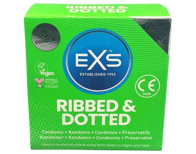 EXS Ribbed, Dotted and Flared - pontozott óvszer (3db)