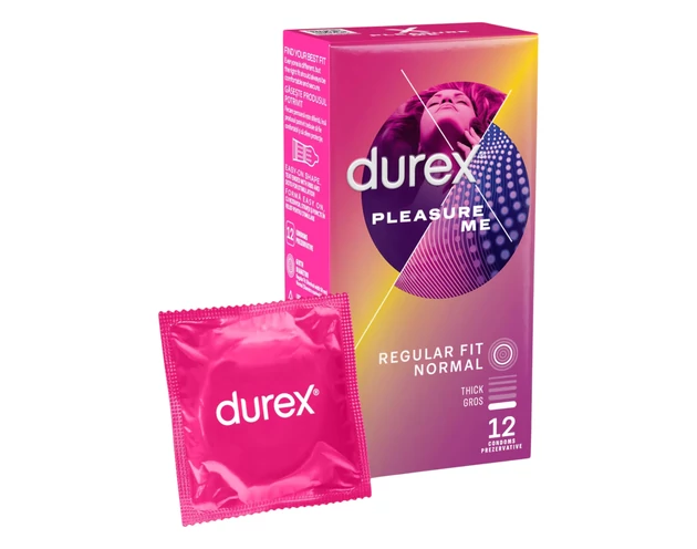 Durex Emoji PleasureMe - bordázott-pontozott óvszer (12db)