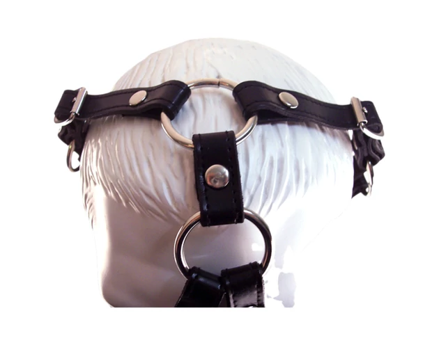 Rouge - valódi bőr maszk és szájpecek (fekete)