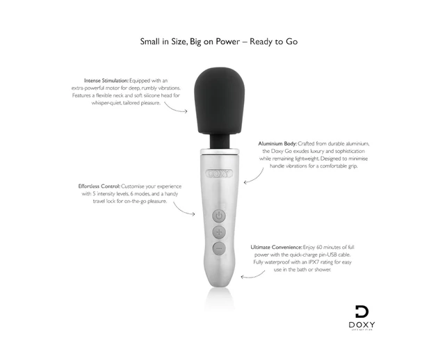 Doxy Go - masszírozó vibrátor (ezüst)
