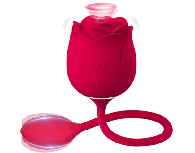 Lonely Rose - akkus, 2in1 rózsa csiklóvibrátor (piros)
