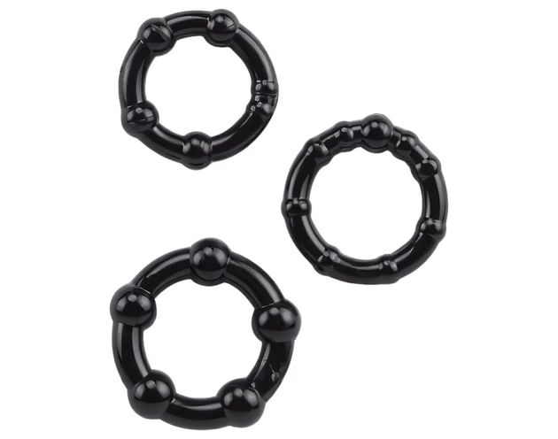 Lonely Stay Hard - péniszgyűrű szett - fekete (3 részes)