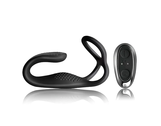 Rocks-Off - akkus, rádiós anál vibrátor péniszgyűrűvel (fekete)
