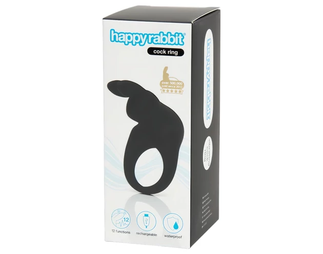 Happyrabbit Cock - akkus vibrációs péniszgyűrű (fekete)