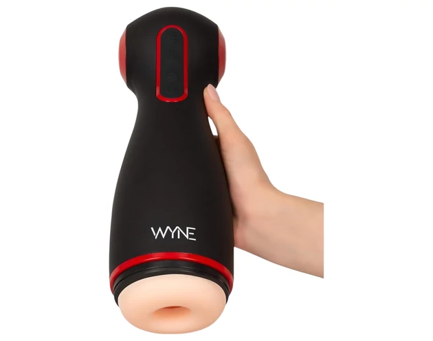 WYNE 06 - akkus, rezgő-szívó maszturbátor (fekete)