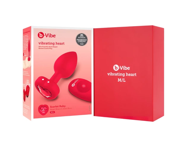 b-vibe heart - akkus, rádiós anál vibrátor (piros)