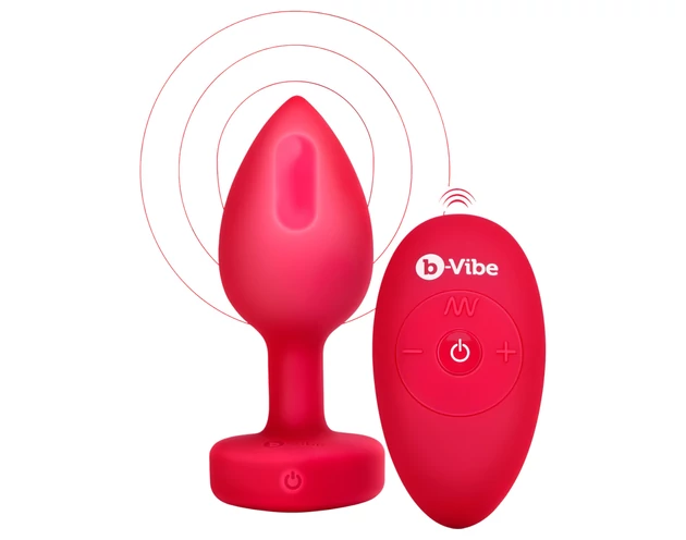 b-vibe heart - akkus, rádiós anál vibrátor (piros)