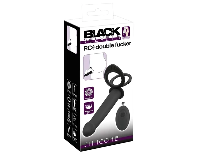 Black Velvet Double F - felcsatolható anál vibrátor (fekete)