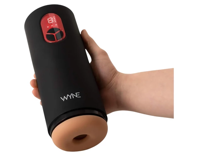 WYNE 07 - akkus, rezgő-szívó maszturbátor (fekete)
