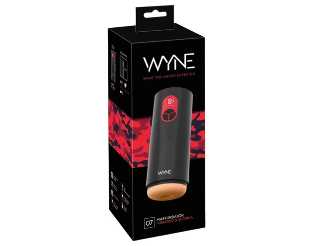 WYNE 07 - akkus, rezgő-szívó maszturbátor (fekete)