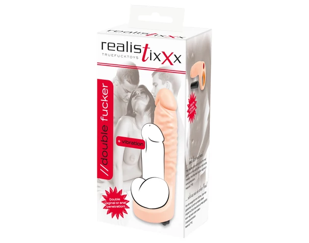 Realistixxx Double Fucker - felcsatolható anál vibrátor (fekete)