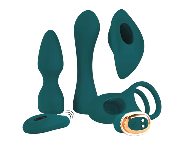 Couples Choice - 4in1 variálható távirányítós vibrátor (türkiz)