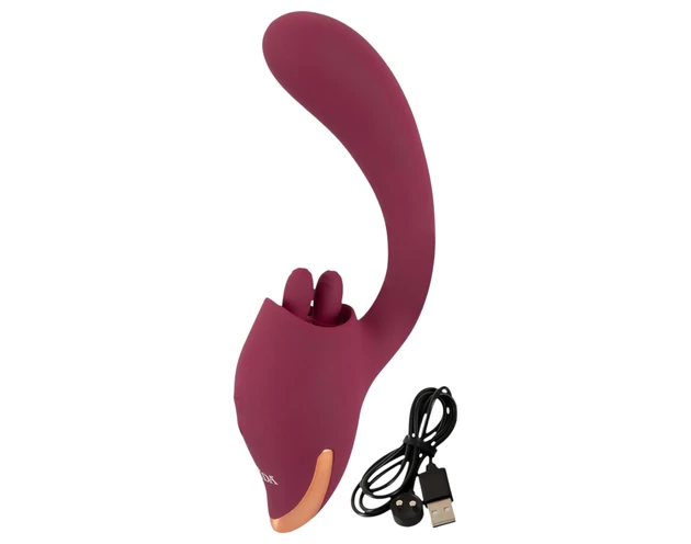 Javida - nyelves 2in1 vibrátor (piros)