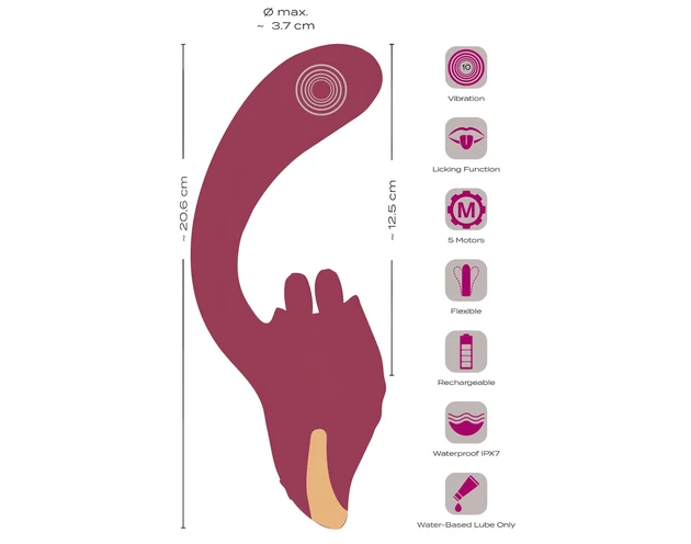 Javida - nyelves 2in1 vibrátor (piros)