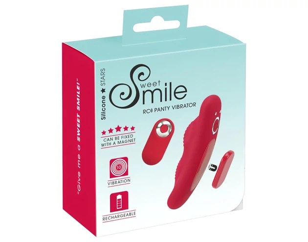 Smile - akkus, rádiós bugyi vibrátor (piros)