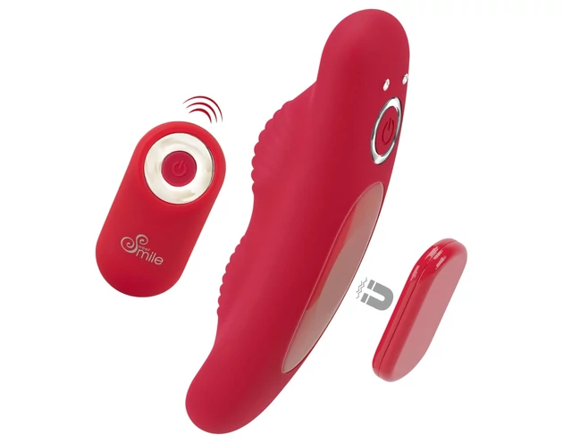Smile - akkus, rádiós bugyi vibrátor (piros)