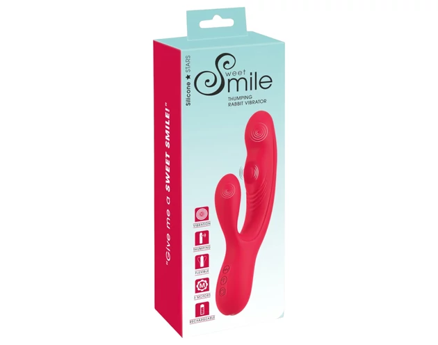 Smile Thumping Rabbit - akkus 3 motoros vibrátor (piros)