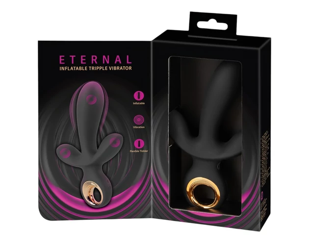 Eternal - felpumpálható tripla vibrátor (fekete)