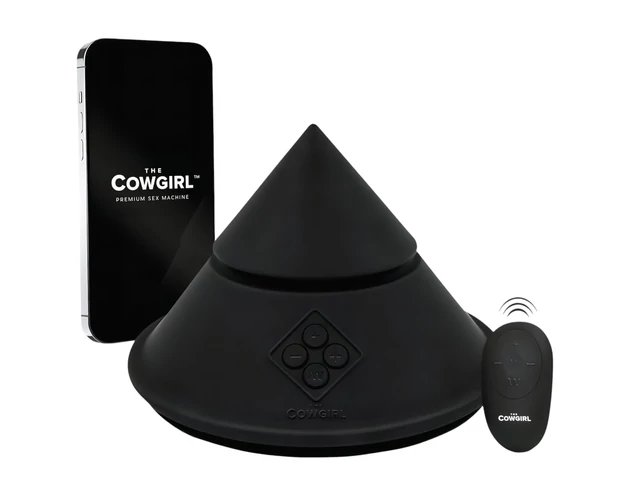 The Cowgirl Cone - okos szexgép különböző feltétekkel (fekete)