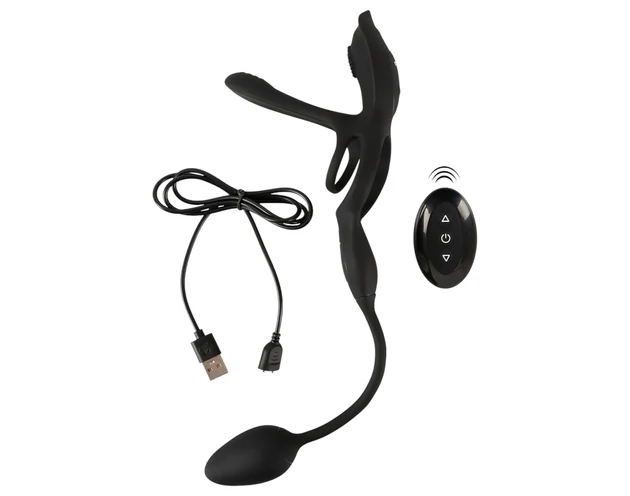 Couples Choice - multifunkciós vibrációs péniszgyűrű (fekete)